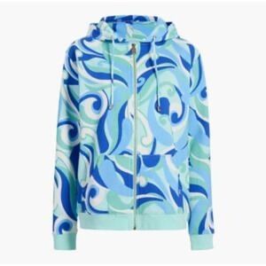 Hill House Women’s Allie Zip Up Hoodie in Ocean Kaleidoscope Sz S Oversized NWT